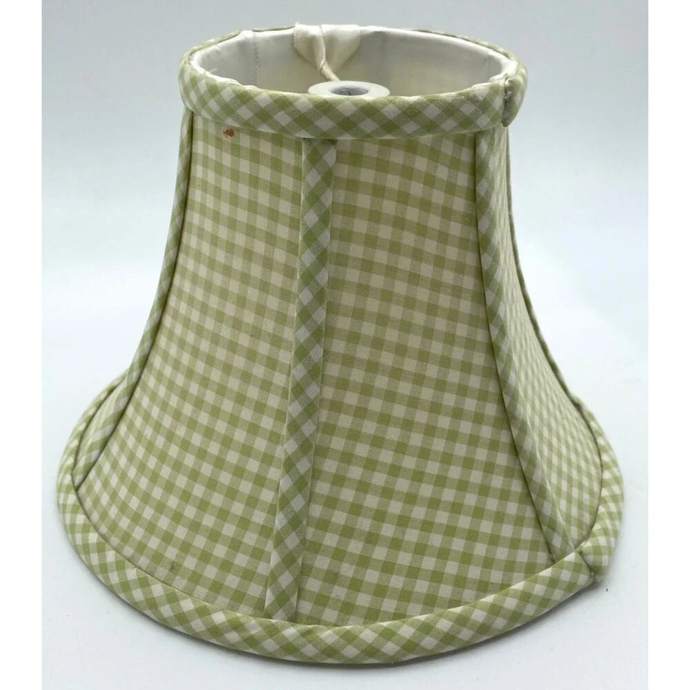 Pottery Barn Kids Green Gingham Bell Lamp Shade 6” Height 8” Width
